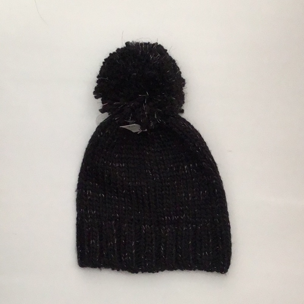 Host Pick! ❤️ Gap Black/Silver Threads Pom Pom Hat 54cm